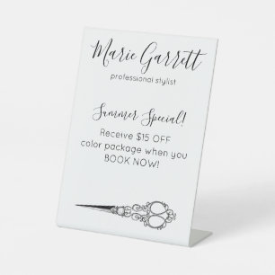schaar Salon Business Reclamebord Met Voetstuk