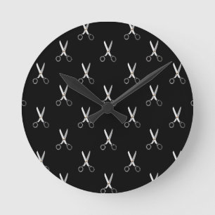 Schaar Vintage Zwart Minimalistisch Patroon Ronde Klok