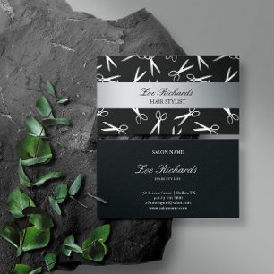 schaar Zwart en zilver Hair Stylist Visitekaartje