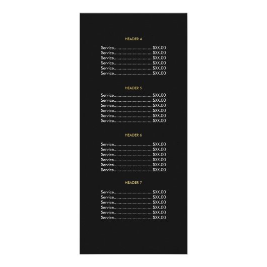 Schaar zwarte lijst met prijzen reclamekaart (Achterkant)