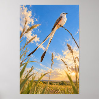 Schaarstaarttiraniet over Rio Grande Valley P Poster