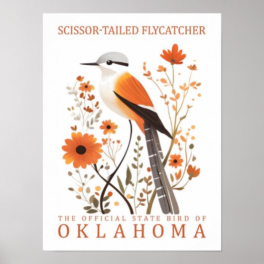 Schaarstaartvliegenvanger vogel van Oklahoma Poster (Voorkant)