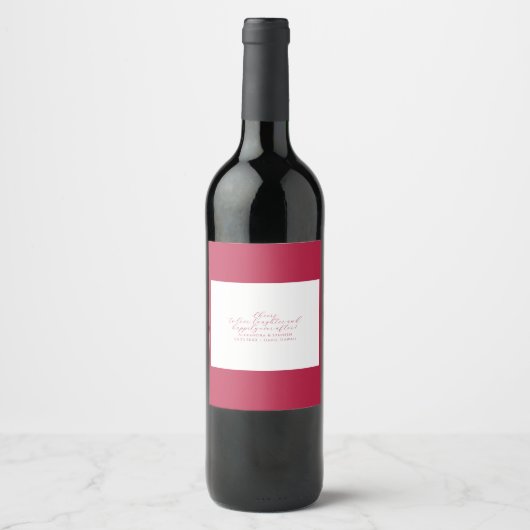 Schaarste aan liefde Elegant Viva Magenta Manuscri Wijn Etiket (Voorkant)