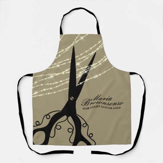 Schaarzwaluw met snijhaar stylist Glitter khaki Schort (Voorkant)