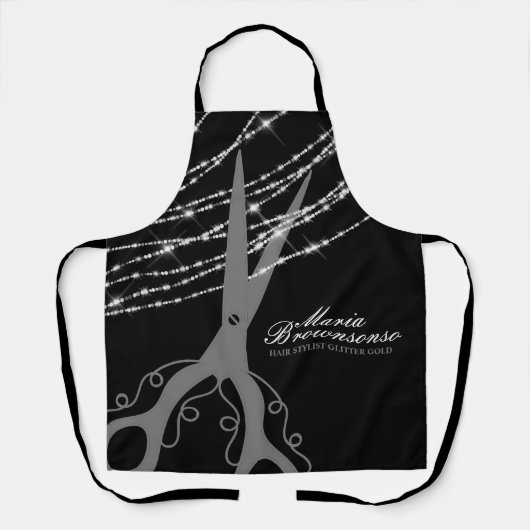 Schaarzwaluw, zilverkleurig glitter zwart schort (Voorkant)