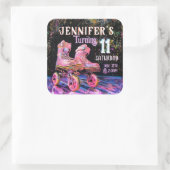 Schaats Birthday Party Invitation Vierkante Sticker (Tas)