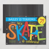 Schaats Birthday Party - Schending op het karkbord Kaart (Voorkant / Achterkant)