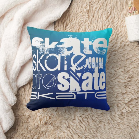 Schaats; Blauwe gradiënt Kussen (Deken)