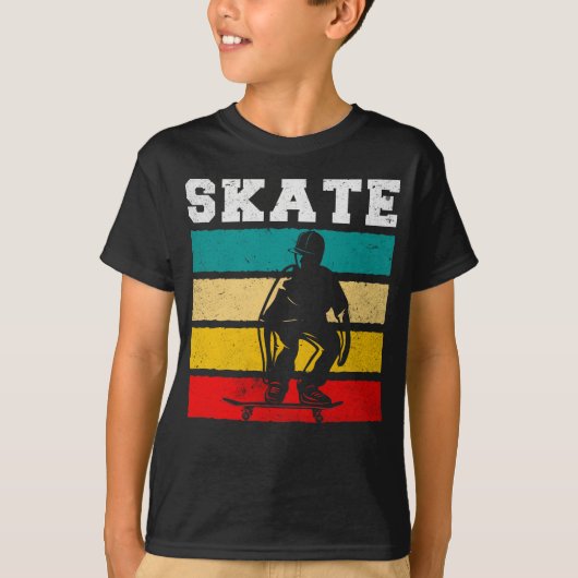 Schaats Boy Skateboarding Kind Retro T-shirt (Voorkant)