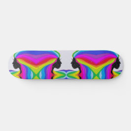 Schaats Dek met regenbooghaartje Vrouw Silhouette Skateboard