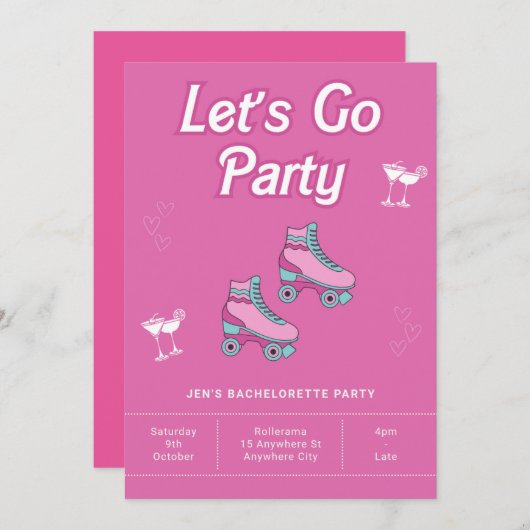 Schaats Disco Uitnodiging (Voorkant / Achterkant)