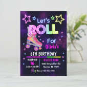 Schaats Feest Verjaardagsuitnodiging, Rolschaatsen Kaart (Staand voorkant)