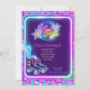 Schaats Glow Feest Uitnodiging