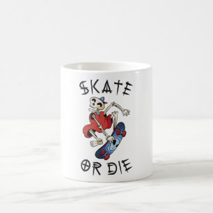 Schaats of die grappige Skeleton Skateboarder Koffiemok