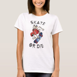 Schaats of die grappige Skeleton Skateboarder T-shirt