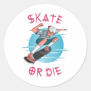 Schaats of die Skateboarder Boy Ronde Sticker