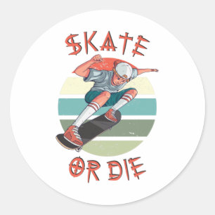 Schaats of die Skateboarder Boy Ronde Sticker