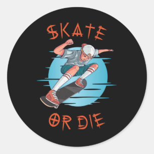 Schaats of die Skateboarder Boy Ronde Sticker