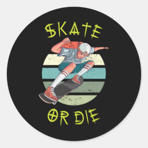 Schaats of die Skateboarder Boy Ronde Sticker