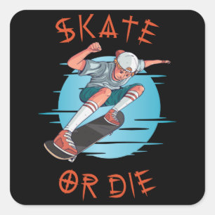 Schaats of die Skateboarder Boy Vierkante Sticker