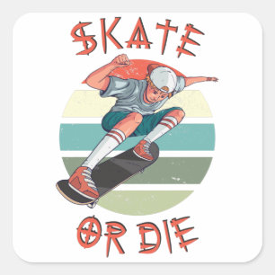 Schaats of die Skateboarder Boy Vierkante Sticker