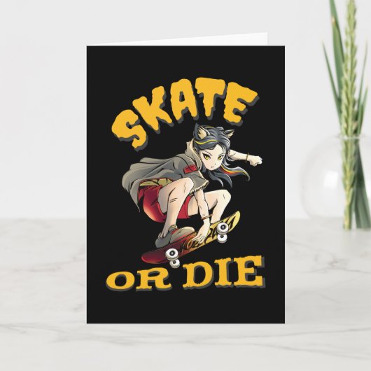 Schaats of die Skateboarder Girl Kaart (Voorkant)