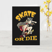 Schaats of die Skateboarder Girl Kaart (Gele Bloem)