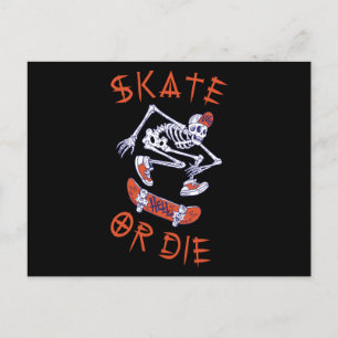 Schaats of die Skeleton Skateboarder Briefkaart