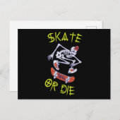 Schaats of die Skeleton Skateboarder Briefkaart (Voorkant / Achterkant)