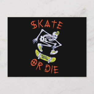 Schaats of die Skeleton Skateboarder Briefkaart