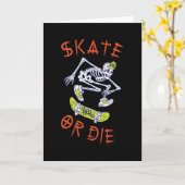 Schaats of die Skeleton Skateboarder Kaart (Gele Bloem)