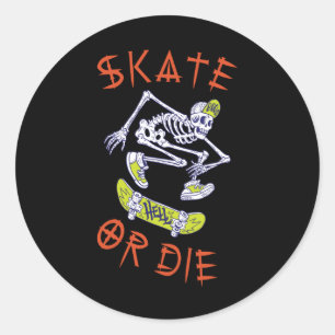 Schaats of die Skeleton Skateboarder Ronde Sticker