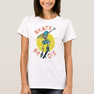 Schaats of die Skeleton Skateboarder T-shirt