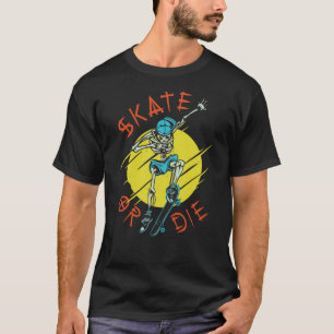 Schaats of die Skeleton Skateboarder T-shirt