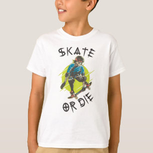 Schaats of die Skeleton Skateboarder T-shirt