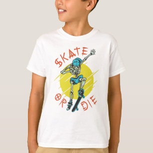 Schaats of die Skeleton Skateboarder T-shirt
