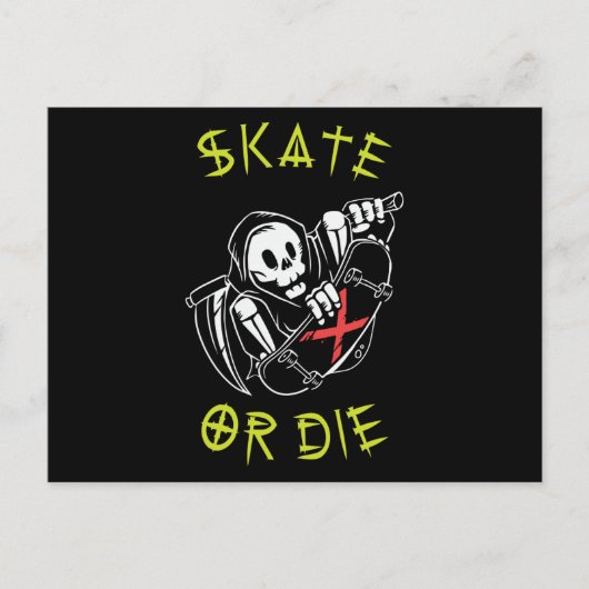 Schaats of grim Reaper Skeleton Skateboarder Briefkaart (Voorkant)