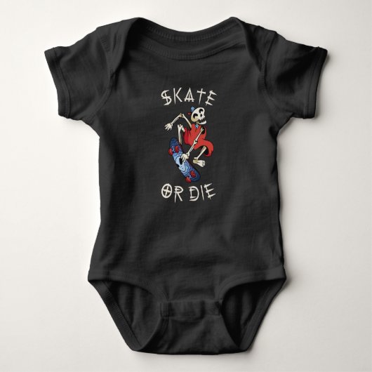 Schaats of grim Reaper Skeleton Skateboarder Romper (Voorkant)