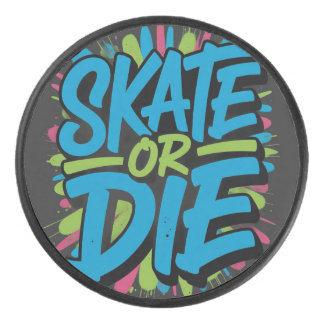 Schaats of sterf Graffiti Typografie Illustratie Hockey Puck