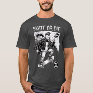 Schaats of sterf punkbeer streetwear grafisch t-shirt
