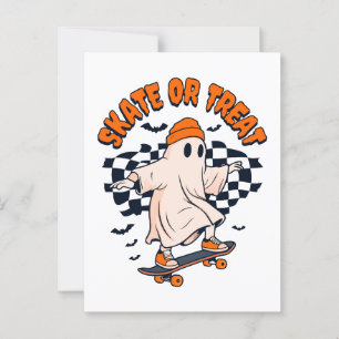 Schaats of Treat Ghost Halloween Briefkaart