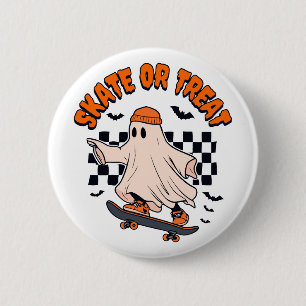 Schaats of Treat Ghost Halloween Ronde Button 5,7 Cm