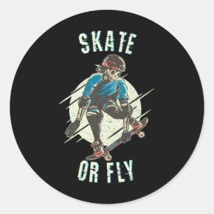 Schaats- of vliegkeletskateboarder ronde sticker
