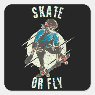 Schaats- of vliegkeletskateboarder vierkante sticker