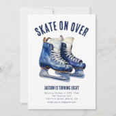 Schaats Over Ice Hockey Verjaardag Uitnodigen Scha Kaart (Voorkant)