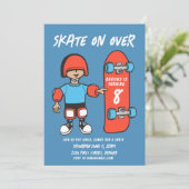 Schaats over Skateboarden Themafeest Uitnodigen Kaart (Staand voorkant)