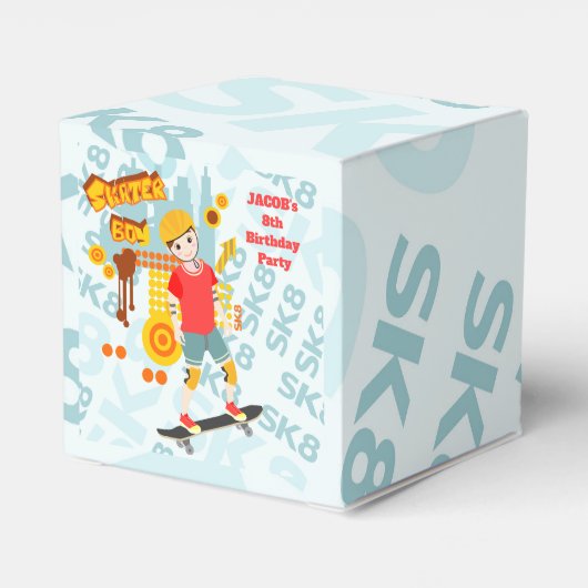 Schaats Park Fun Boy Verjaardagsfeestje Bedankdoosjes (Achterkant)
