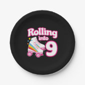 Schaats Partij - 9e verjaardag - Roller Skating Papieren Bordje (Voorkant)