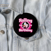 Schaats Party - Roller Roller Skating Birthday Ronde Button 4,0 Cm (In situ)