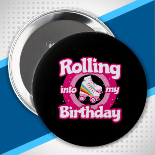 Schaats Party - Roller Roller Skating Birthday Ronde Button 4,0 Cm
